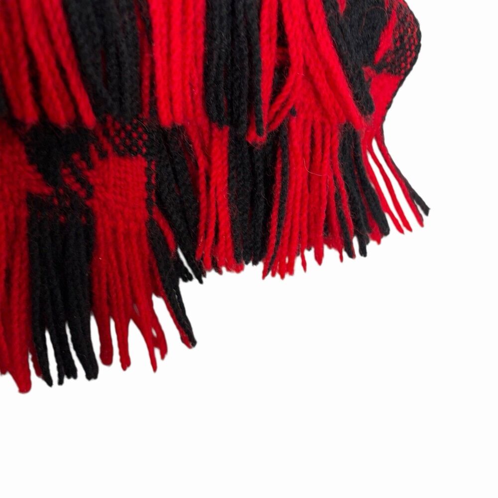 Pendleton Wool Blanket Red Black Check Pattern Fringe Large Throw 61”x68” - Picture 3 of 11